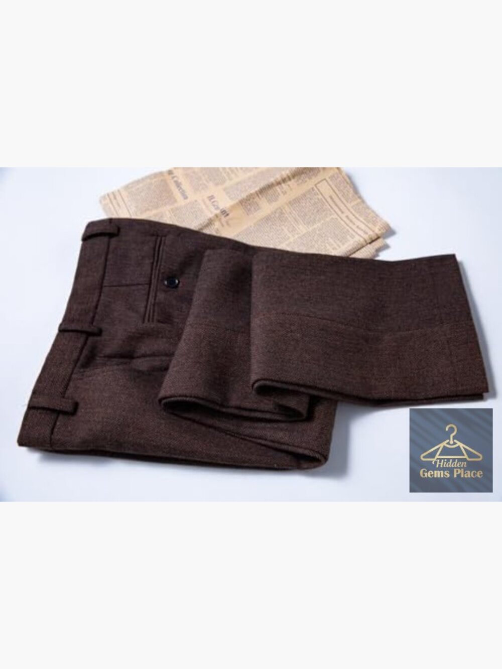Vintage Tweed Herringbone Dress Pants Regular Fit Men's Slacks Trousers with - Picture 6 of 7